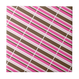 Ceramic Tile Pink Brown White Stripe