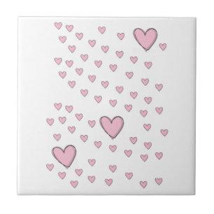 Ceramic Tile Pink Hearts Love