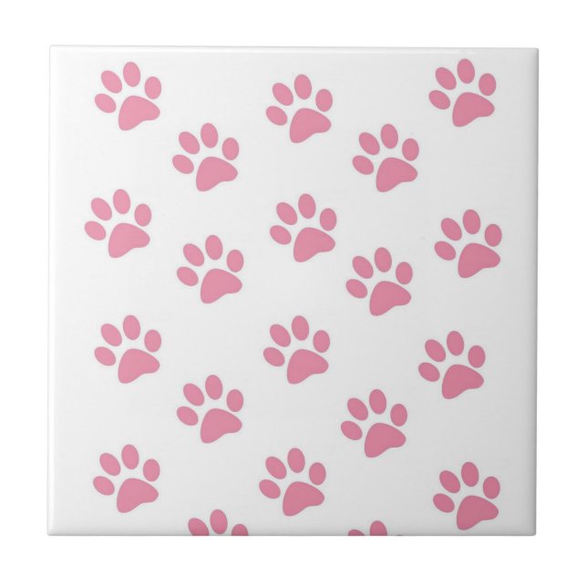Ceramic Tile Pink Paws Animal Shelter Cats Dogs (Front)