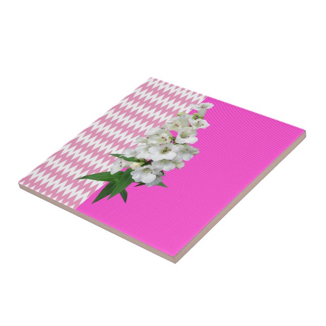 Ceramic Tile Pink White Daisy Floral (Side)