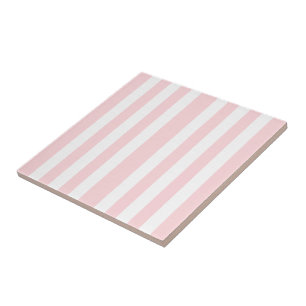Ceramic Tile Pink & White Stripe