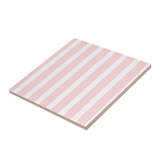 Ceramic Tile Pink & White Stripe