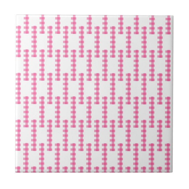 Ceramic Tile Pink & White Stripe Square (Front)