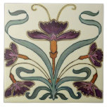 Ceramic Tile - Purple Floral Art Nouveau