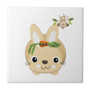Ceramic Tile Rabbit Monkey Floral