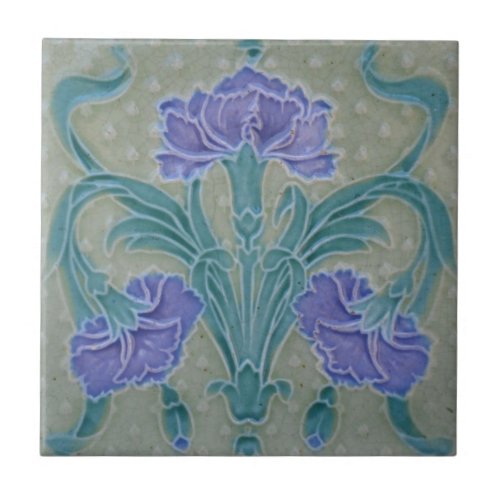 Ceramic Tile _ Reproduction Art Nouveau Lilac