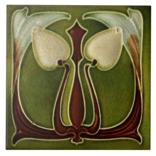 Ceramic Tile _ Reproduction Art Nouveau Tulips