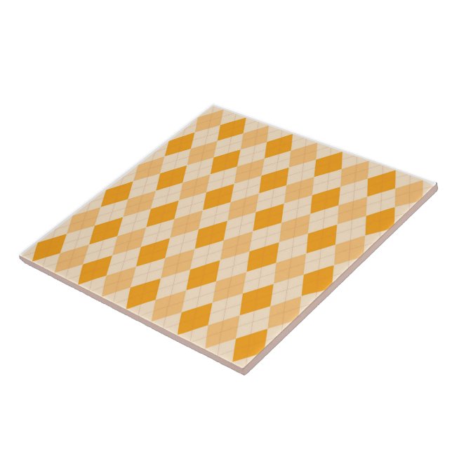 ceramic tile Retro yellow argyle (Side)