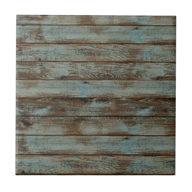 Ceramic Tile Rustic Wood Blue (Front)