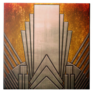 Ceramic Tile - Sangria Art Deco Gray and Gold