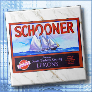 CERAMIC TILE - "Schooner" Lemons - Crate Label