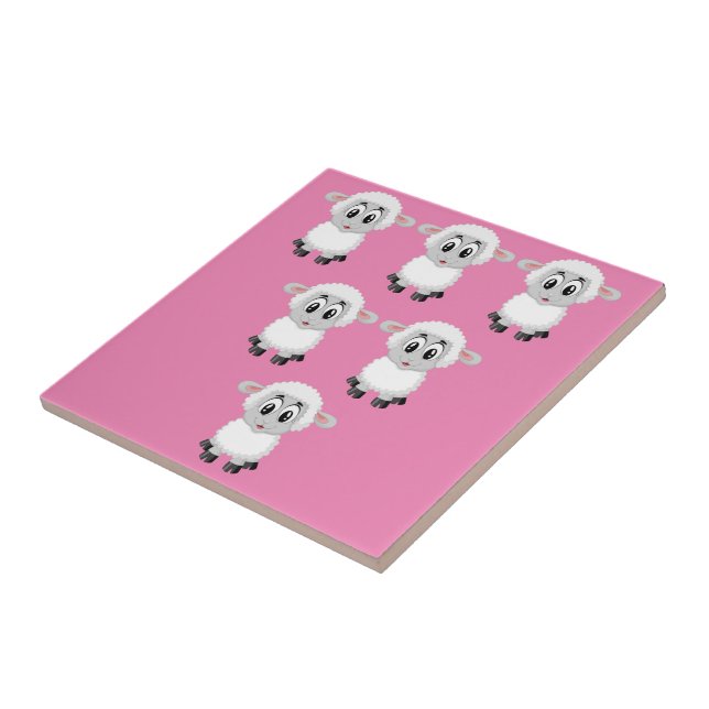 Ceramic Tile Sheep Pink (Side)