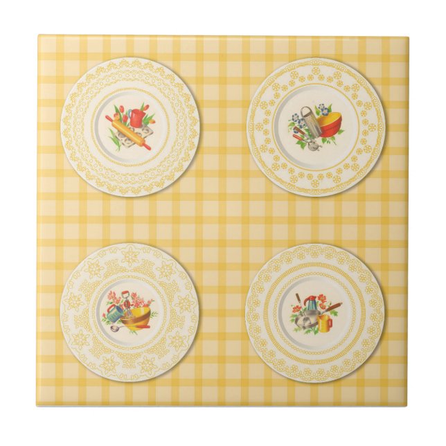 Ceramic Tile, Small- KITCHEN PLATES-YELLOW Ceramic Tile (Front)