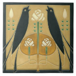 Ceramic Tile - Songbird Art Nouveau Floral