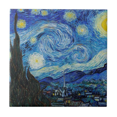 CERAMIC TILE  STARRY NIGHT VINCENT VAN GOGH ART