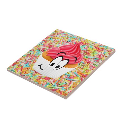 Ceramic Tile Strawberry Cupcake Sprinkles