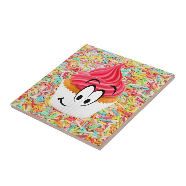 Ceramic Tile Strawberry Cupcake Sprinkles (Side)