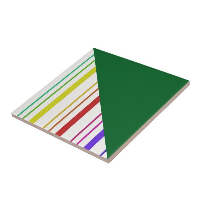 Ceramic Tile Stripe Colorful Green  (Side)