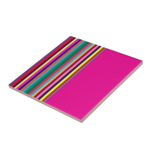 Ceramic Tile Stripe Hot Pink Colorful  (Side)