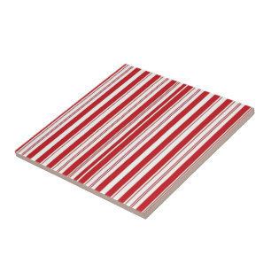 Ceramic Tile Stripe Red & White Stripe