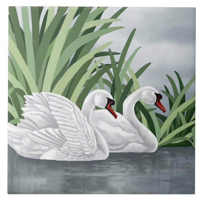 Ceramic Tile Swan Art