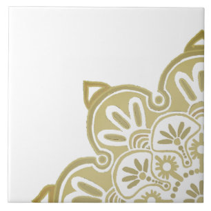 Ceramic Tile Taupe Medallion on white