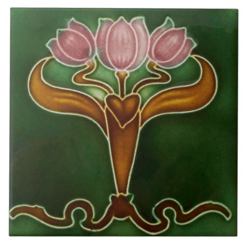 Ceramic Tile _ Three Pink Tulips