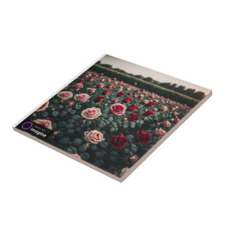 Ceramic tile tile pink flowers