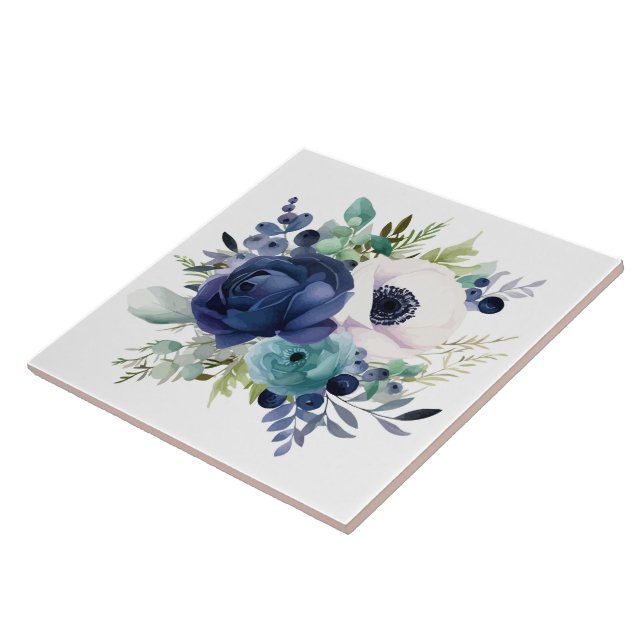 Ceramic Tile/Trivet-Floral Ceramic Tile (Side)