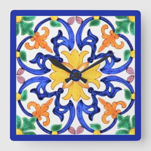 Ceramic Tile Trivet Square Wall Clock (Front)