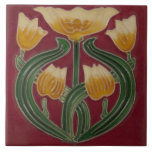Ceramic Tile - Tulips Art Nouveau Tile<br><div class="desc">Beautiful art nouveau tulips design printed on a ceramic tile.

Welcome all feedback & photo's of your purchases,  which could help someone in making the right choice for their project.</div>