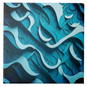 Ceramic Tile " Turquoise Waves II" 