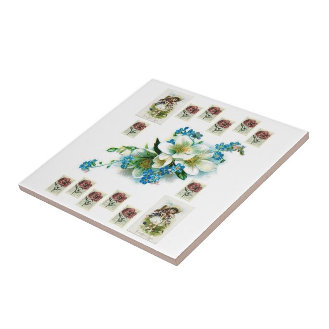 Ceramic Tile Victorian Floral (Side)