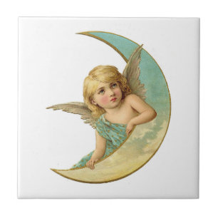 CERAMIC TILE: VICTORIAN VICTORIAN ANGEL AND MOON CERAMIC TILE