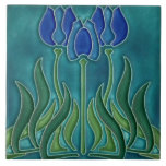 Ceramic Tile - Vintage Blue Tulips Art Nouveau<br><div class="desc">Gorgeous vintage wall or keepsake tile for your home.

Welcome all feedback & photo's of your purchases,  which could help someone in making the right choice for their project.</div>