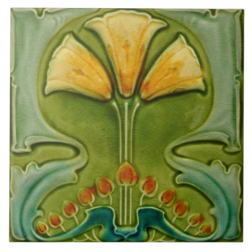 Ceramic Tile _ Vintage Floral Art Nouveau