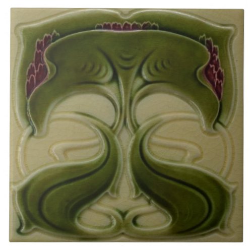 Ceramic Tile _ Vintage Floral Art Nouveau