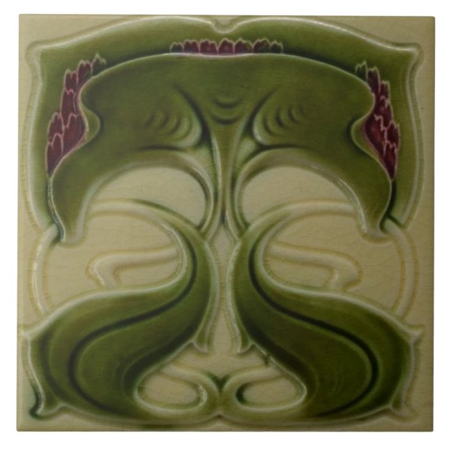 Ceramic Tile - Vintage Floral Art Nouveau (Front)