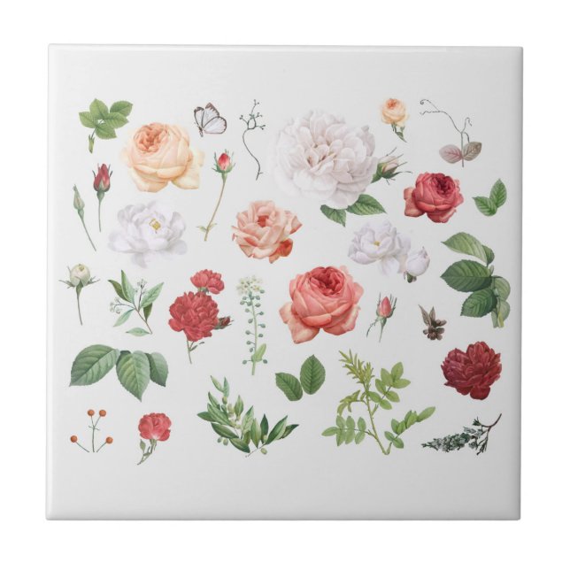 CERAMIC TILE : VINTAGE FLOWERS (Front)
