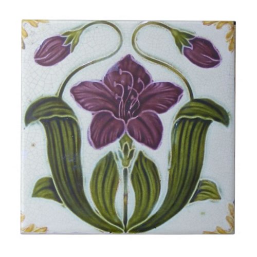 Ceramic Tile _ Vintage Looking Art Nouveau Design