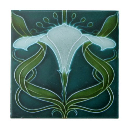 Ceramic Tile _ Vintage Looking Art Nouveau Floral 