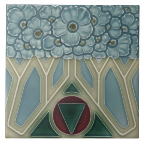Ceramic Tile _ Vintage Looking Art Nouveau Floral