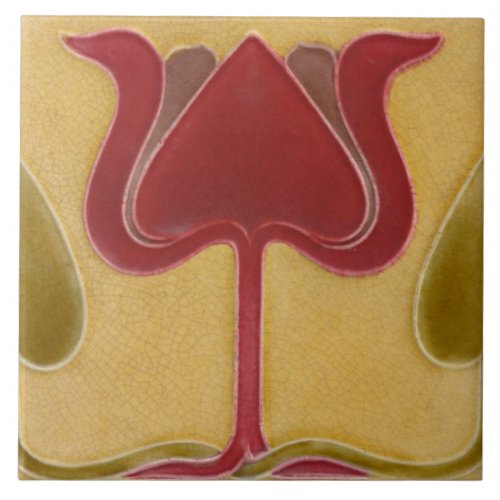 Ceramic Tile _ Vintage Looking Art Nouveau Tulip