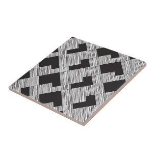 Ceramic Tile White and Black Plaid