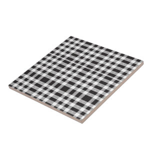 Ceramic Tile White and Black Plaid