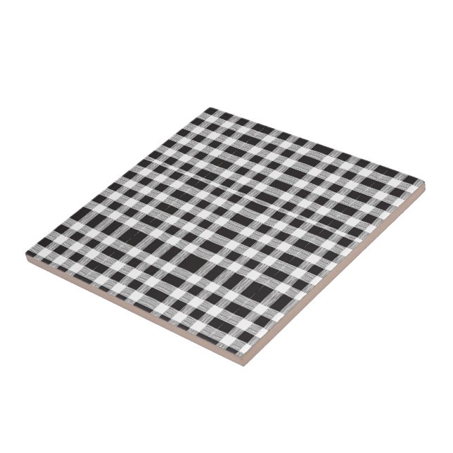 Ceramic Tile White and Black Plaid (Side)