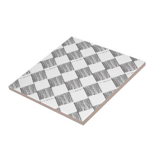 Ceramic Tile White and Black Plaid