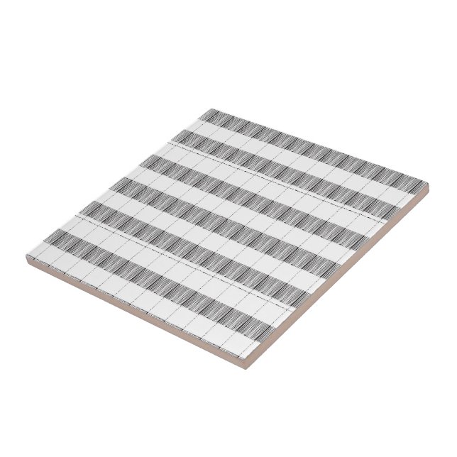 Ceramic Tile White and Black Plaid (Side)