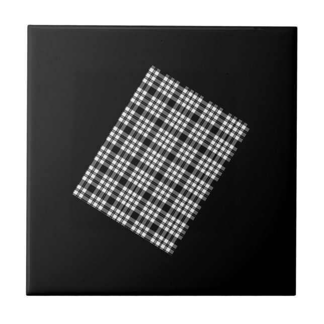 Ceramic Tile White and Black Plaid (Front)