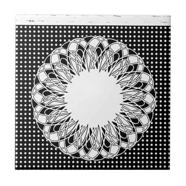 Ceramic Tile White and Black Polkadot (Front)